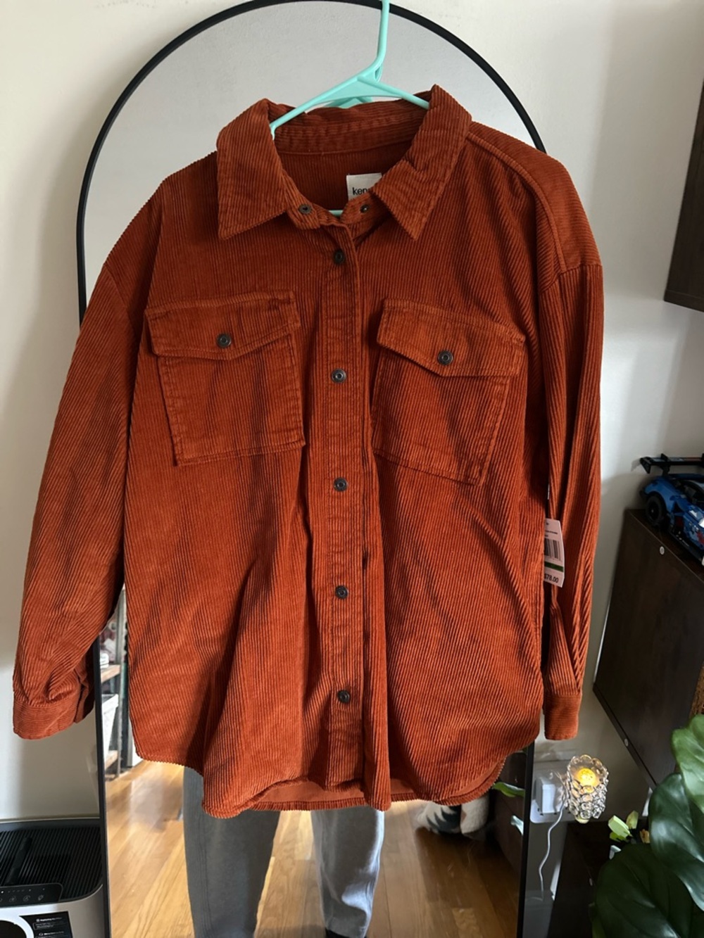 Kensie Men's Rust Orange Corduroy Shirt Jacket
